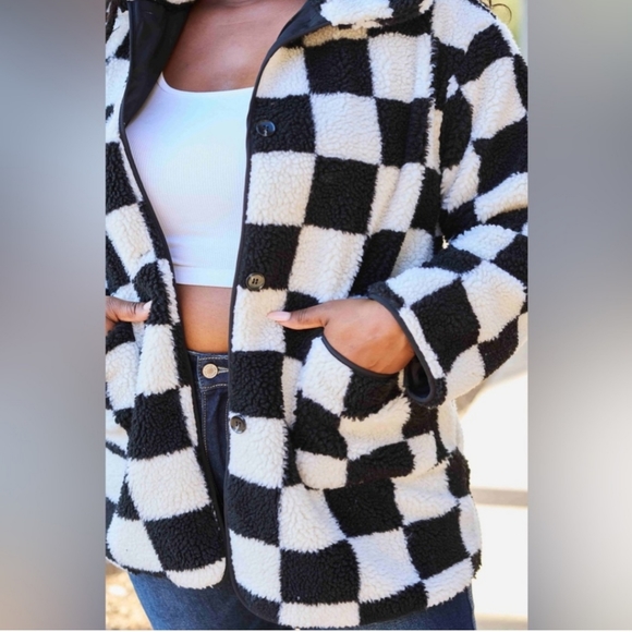 LAST ONE 💥Checkered Teddy Jacket Coat Plus Size 3X 💥Make and Offer - Picture 8 of 8